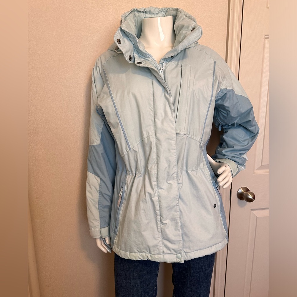 Columbia Pale Blue Women's Hooded Ski Jacket with Contrast Panels